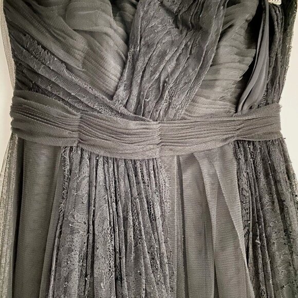 Adam by Adam Lippes Ruched Bodice Lace Detail Fit and Flare Midi Coctail Dress 6 - Picture 8 of 11